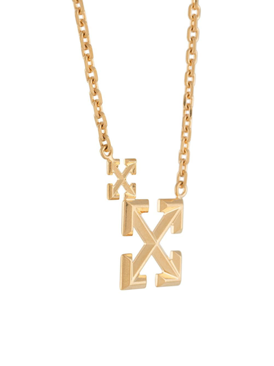 Shop Off-white Double Arrows Logo Necklace In Gold