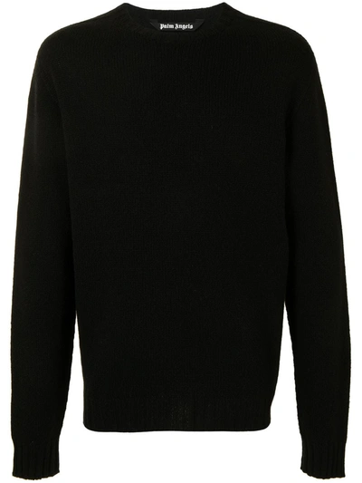 Shop Palm Angels Curved-logo Wool-blend Jumper In Black