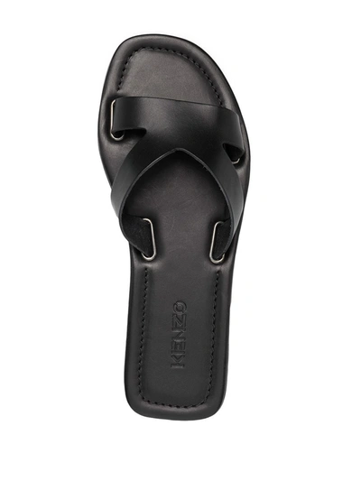 Shop Kenzo Logo-strap Flat Sandals In Black