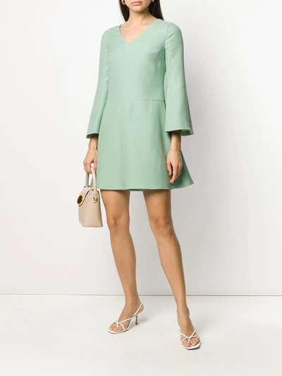 Valentino V-neck Shift Short Dress In Green