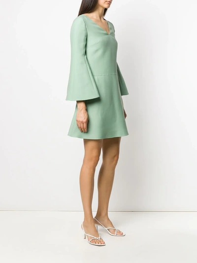 Valentino V-neck Shift Short Dress In Green