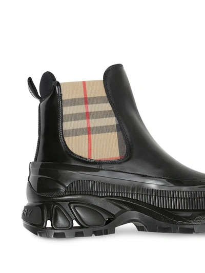 Shop Burberry Vintage Check Detail Coated Canvas Chelsea Boots In Black