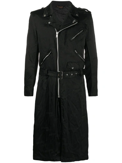 Shop Comme Des Garçons Homme Deux Strong Will Biker Trench Coat In Black