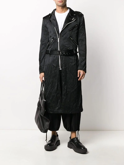 Shop Comme Des Garçons Homme Deux Strong Will Biker Trench Coat In Black