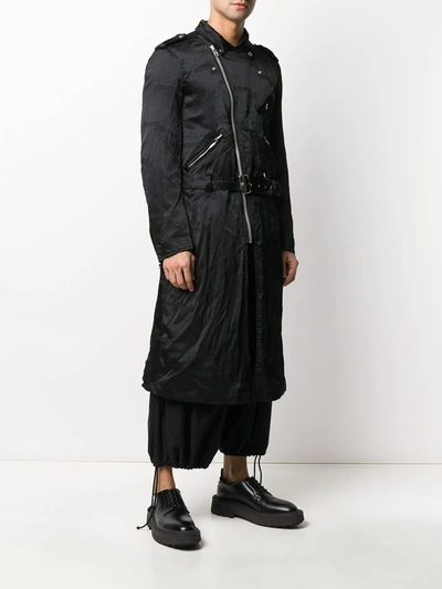 Shop Comme Des Garçons Homme Deux Strong Will Biker Trench Coat In Black