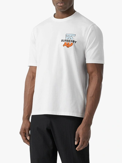 Shop Burberry Monogram-motif T-shirt In White