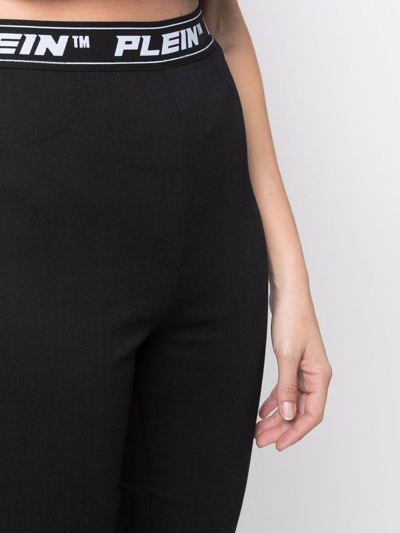 Philipp Plein Gem Logo-waistband Leggings In Schwarz