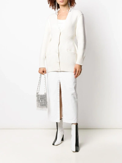 Shop Alexander Wang Long Sleeve Fitted Cardigan In White