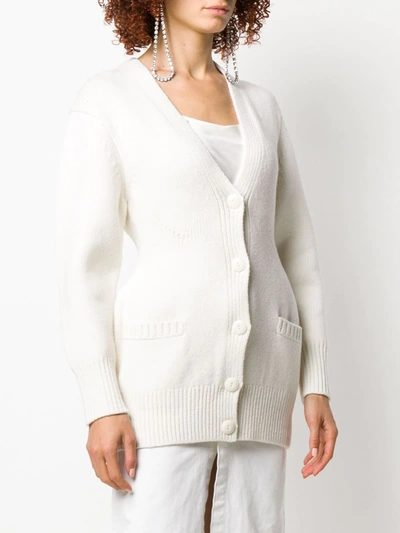 Shop Alexander Wang Long Sleeve Fitted Cardigan In White