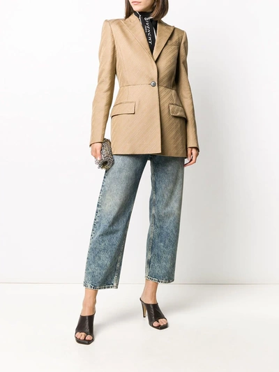 Shop Givenchy Logo Woven Tailored Blazer In Neutrals
