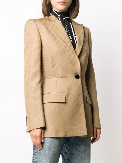 Shop Givenchy Logo Woven Tailored Blazer In Neutrals