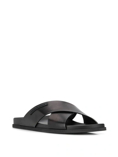 Shop Dolce & Gabbana Criss-cross Strap Slides In Black