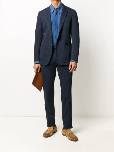 Shop Dell'oglio Single Breasted Suit In Blue