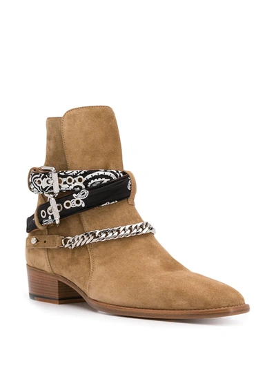 Shop Amiri Chain-embellished Ankle Boots In Brown