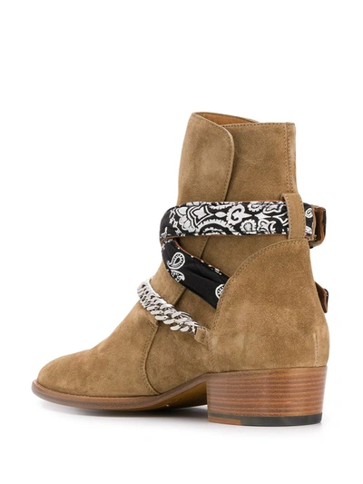 Shop Amiri Chain-embellished Ankle Boots In Brown