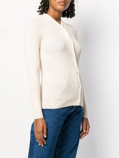 Shop Sandro Gabrielle Ribbed-knit Cardigan In Neutrals