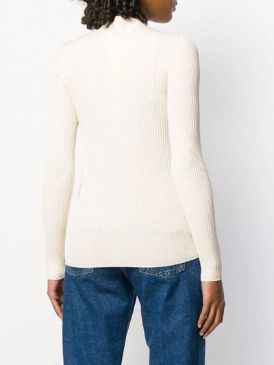 Shop Sandro Gabrielle Ribbed-knit Cardigan In Neutrals