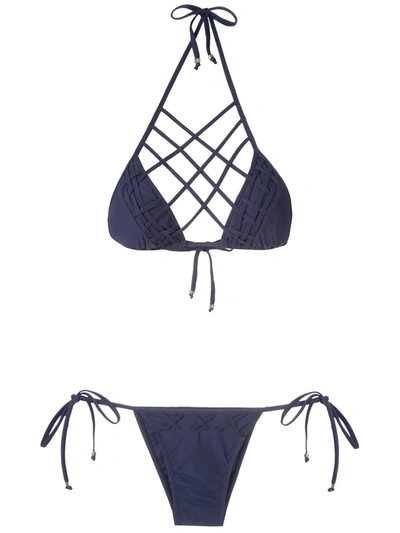 Shop Amir Slama Strappy Bikini Set In Blue