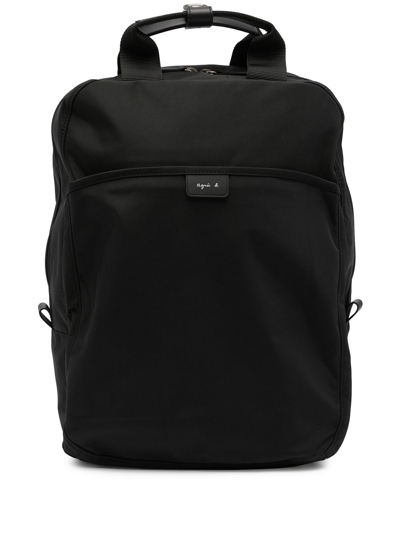 Shop Agnès B. Logo Patch Backpack In 黑色