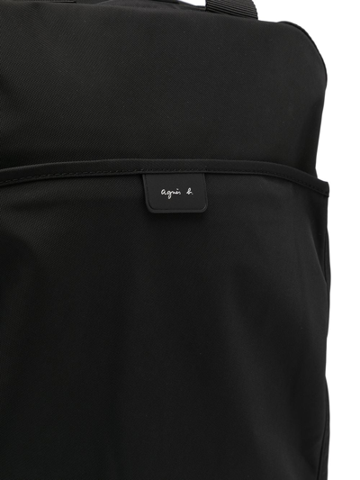 Shop Agnès B. Logo Patch Backpack In 黑色