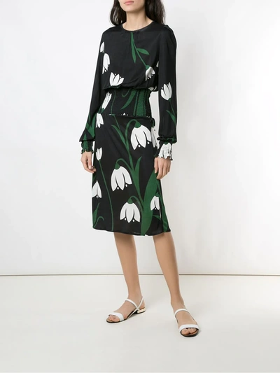 Shop Adriana Degreas Printed Midi Dress In Black