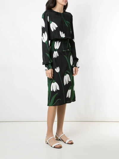 Shop Adriana Degreas Printed Midi Dress In Black