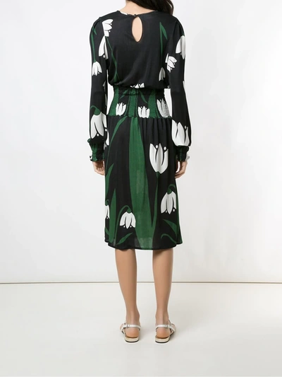 Shop Adriana Degreas Printed Midi Dress In Black