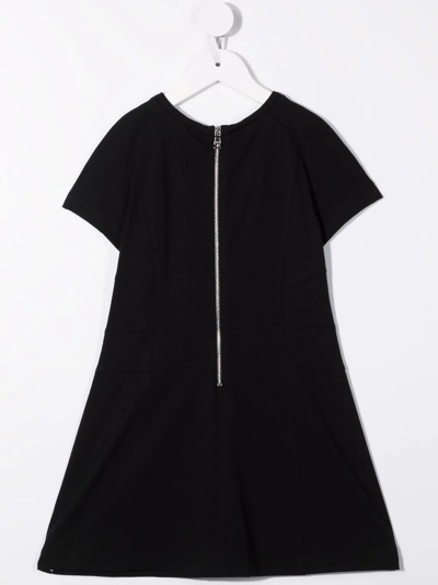 Shop Balmain Logo-print Flared Dress In Black