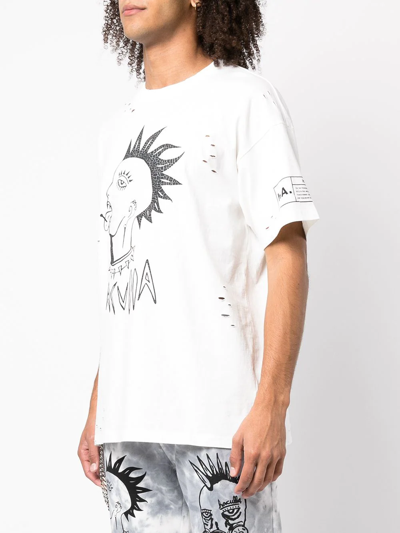 Shop Haculla Hac Punk Cotton T-shirt In White