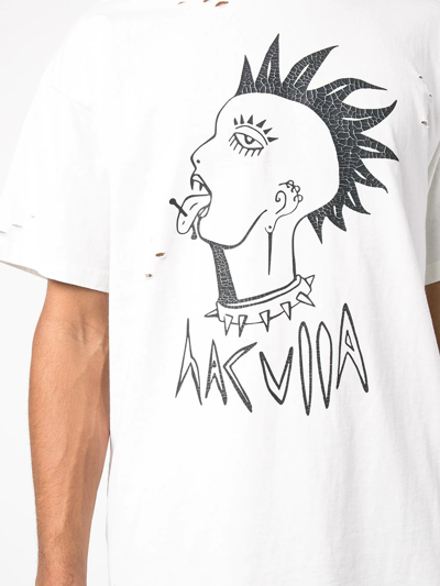 Shop Haculla Hac Punk Cotton T-shirt In White