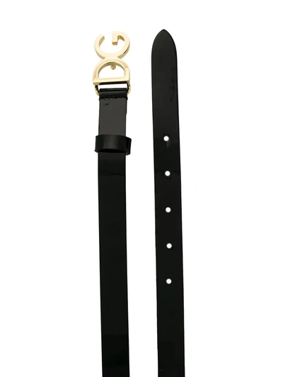 Shop Dolce & Gabbana Dg-buckle Patent Leather Belt In Black