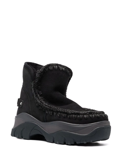 Shop Mou Chunky Snow Boots In Schwarz