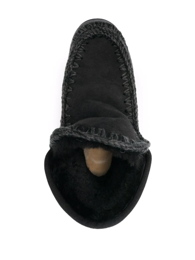 Mou Chunky Eskimo Sneake Low Heels Ankle Boots In Black Leather In Schwarz
