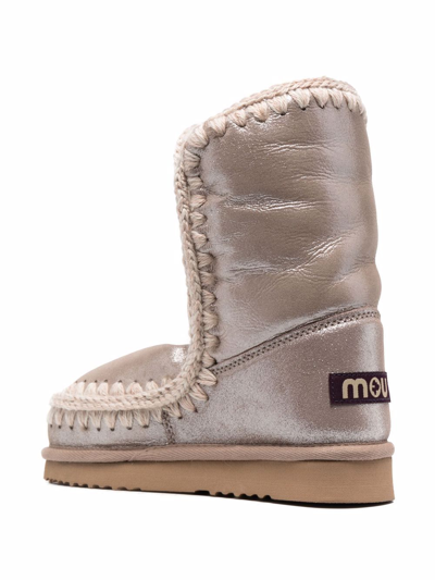 Shop Mou Eskimo 24 Metallic-finish Ankle Boots In Nude