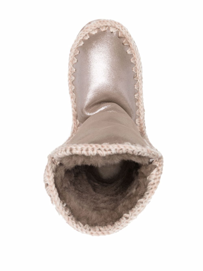 Shop Mou Eskimo 24 Metallic-finish Ankle Boots In Nude