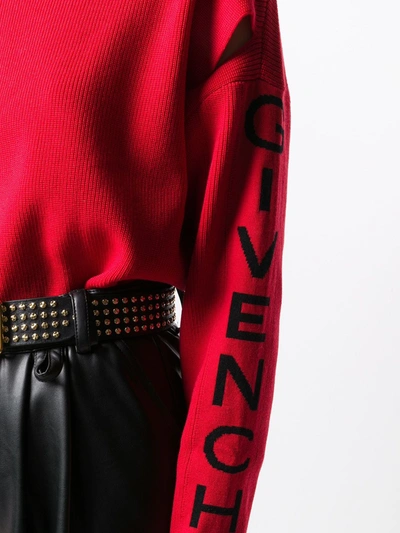 Shop Givenchy Logo Knit Jumper In Red