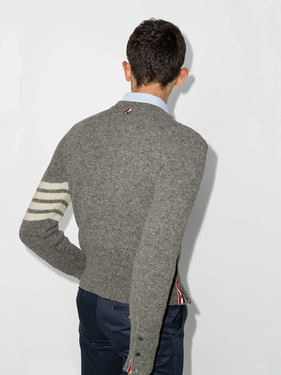 Shop Thom Browne 4-bar Crew-neck Shetland Wool Jumper In Grey