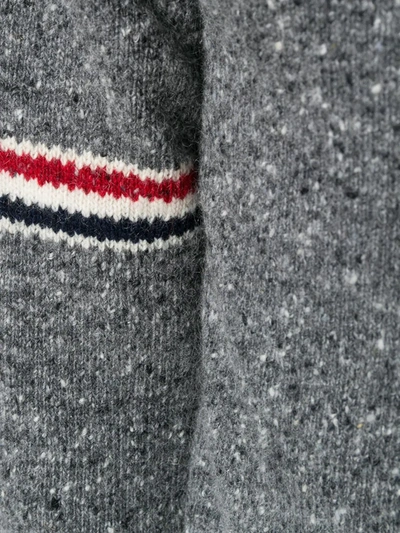 Shop Thom Browne Rwb Intarsia Armband Tweed Pullover In Grey
