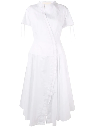 Shop Aganovich Flared Shirt Dress In White