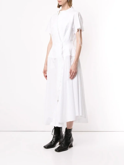 Shop Aganovich Flared Shirt Dress In White