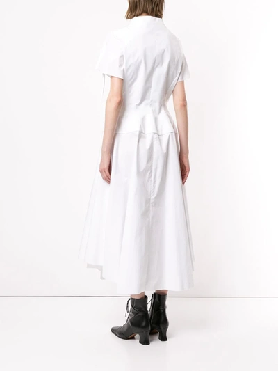 Shop Aganovich Flared Shirt Dress In White
