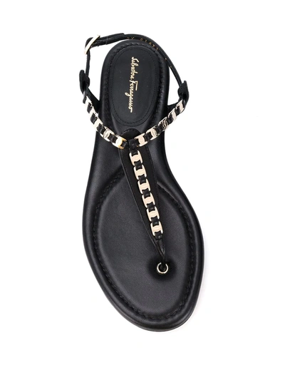 Shop Ferragamo Chain Strap Sandals In Black