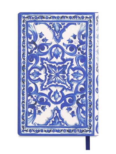 Shop Dolce & Gabbana Small Mediterraneo-print Blank Notebook In Blau