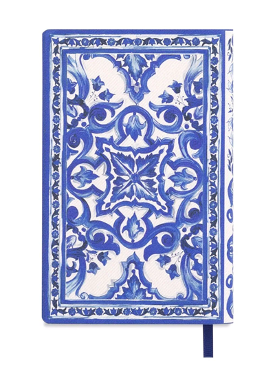 Dolce & Gabbana Small Mediterraneo-print Blank Notebook In Blau