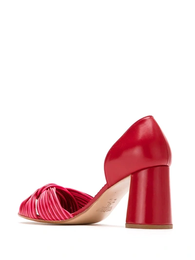 Shop Sarah Chofakian Neon Leather Pumps In Red