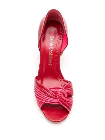 Shop Sarah Chofakian Neon Leather Pumps In Red