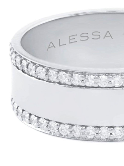 ALESSA 18KT WHITE GOLD DIAMOND SPECTRUM BORDER RING 