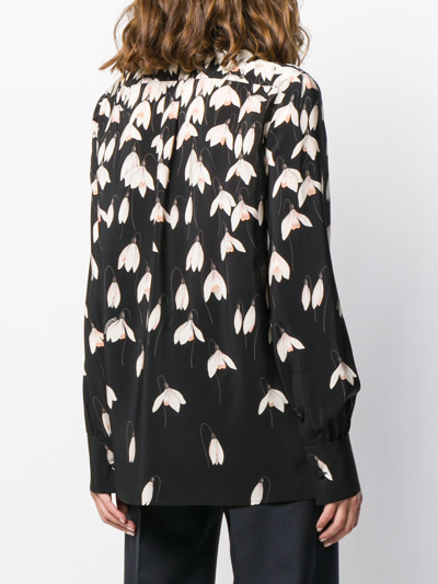 Shop Valentino Printed Long-sleeve Blouse In Black