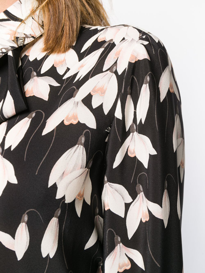 Shop Valentino Printed Long-sleeve Blouse In Black