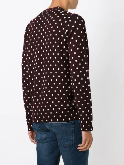 Comme Des Garçons Play Polka-dot Print V-neck Sweater In Brown